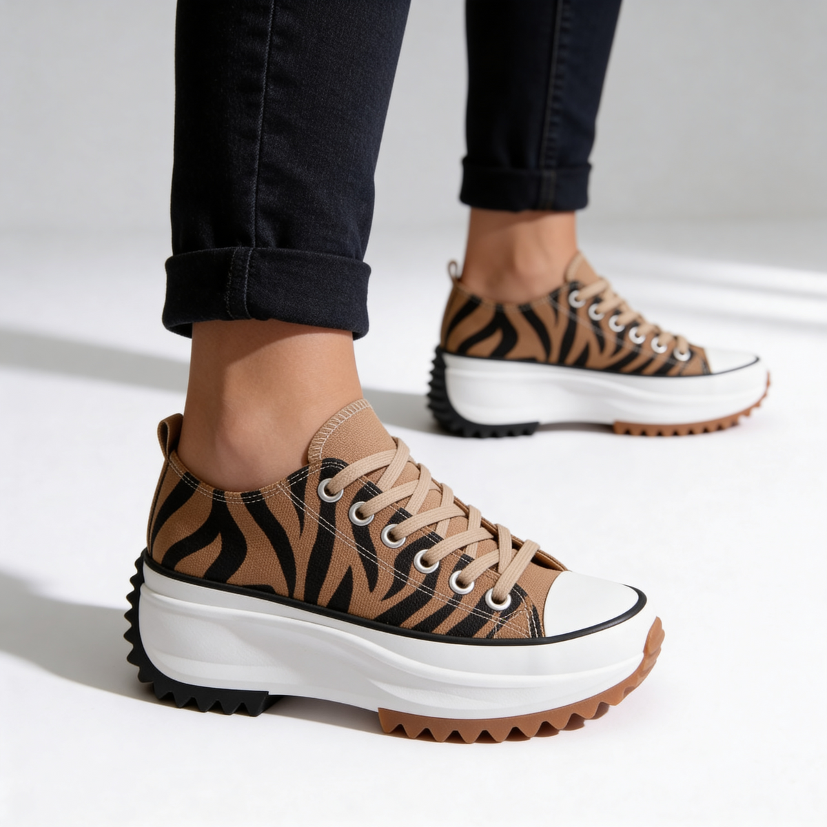 Baskets Plateforme Femme en Toile - Semelle Épaisse Confort