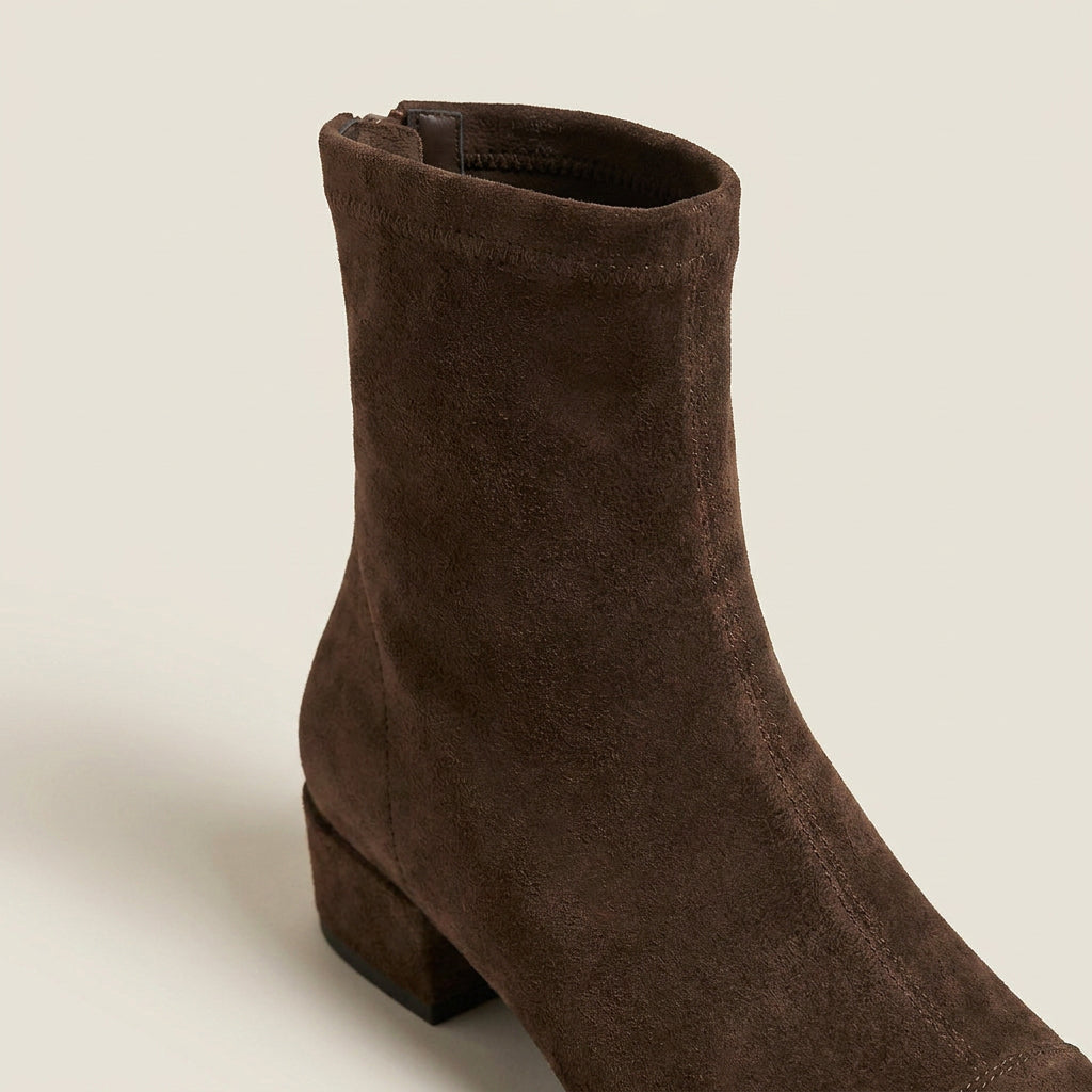 Bottines Femme Effet Daim Tige Ajustée Talon Bas