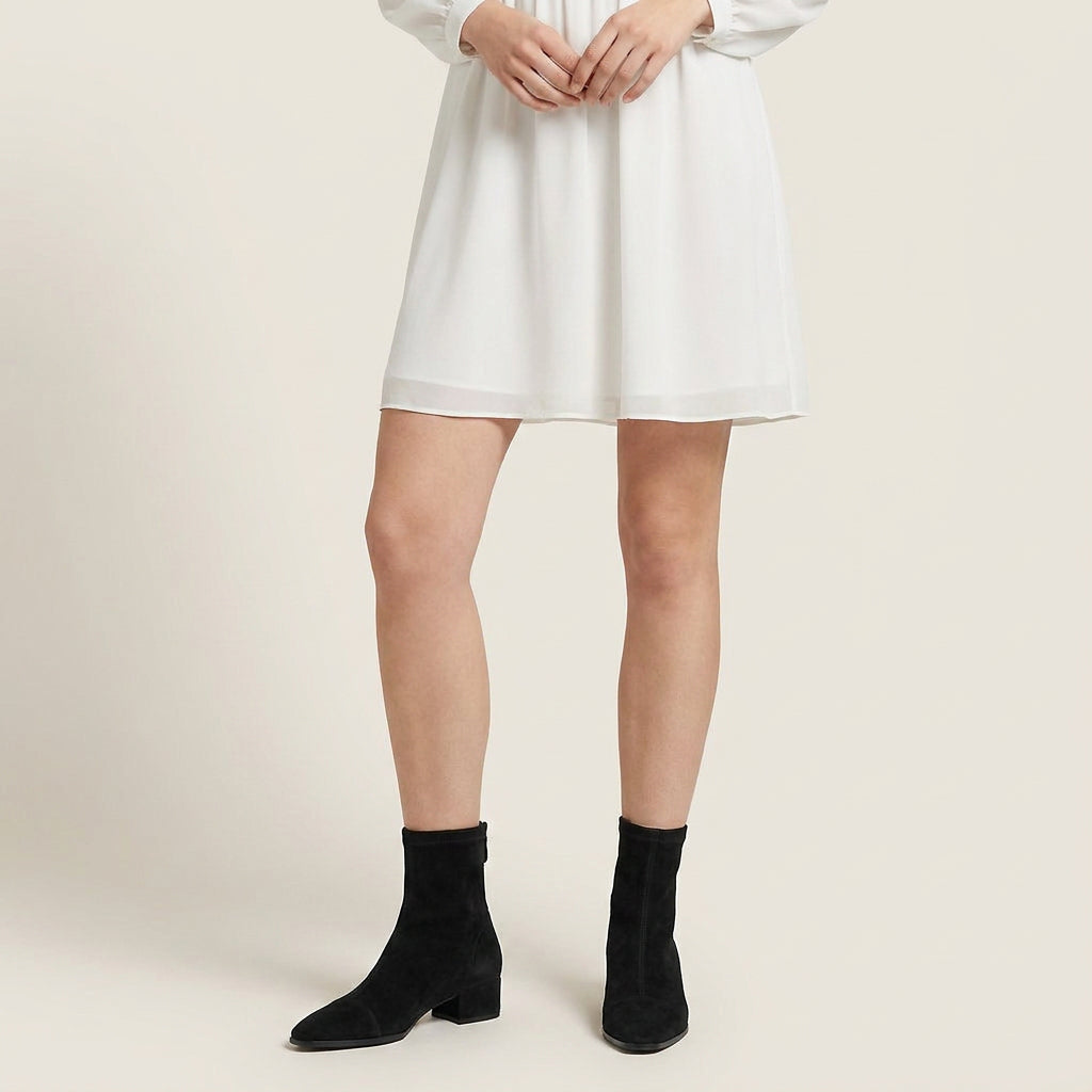 Bottines Femme Effet Daim Tige Ajustée Talon Bas