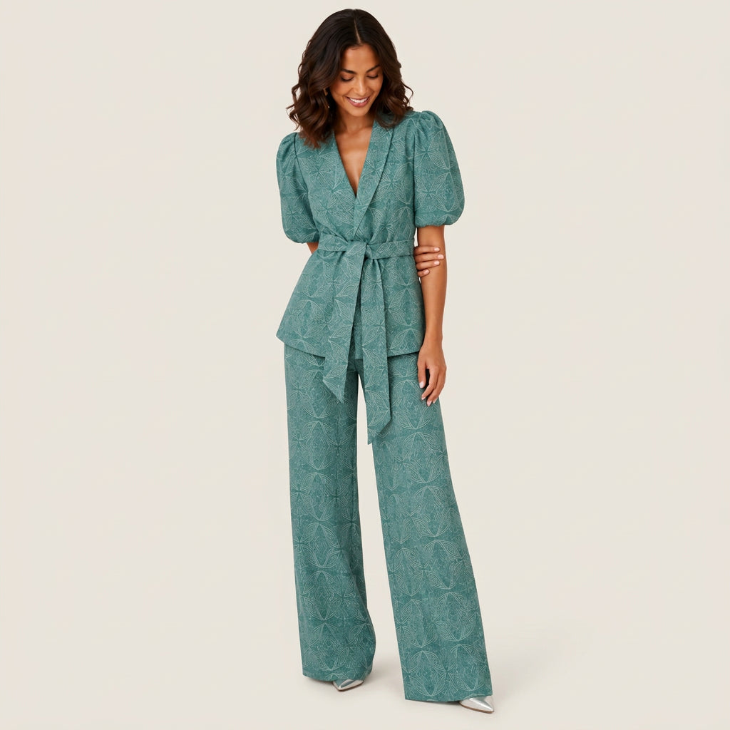 Ensemble Femme Veste Kimono et Pantalon Large Imprimé