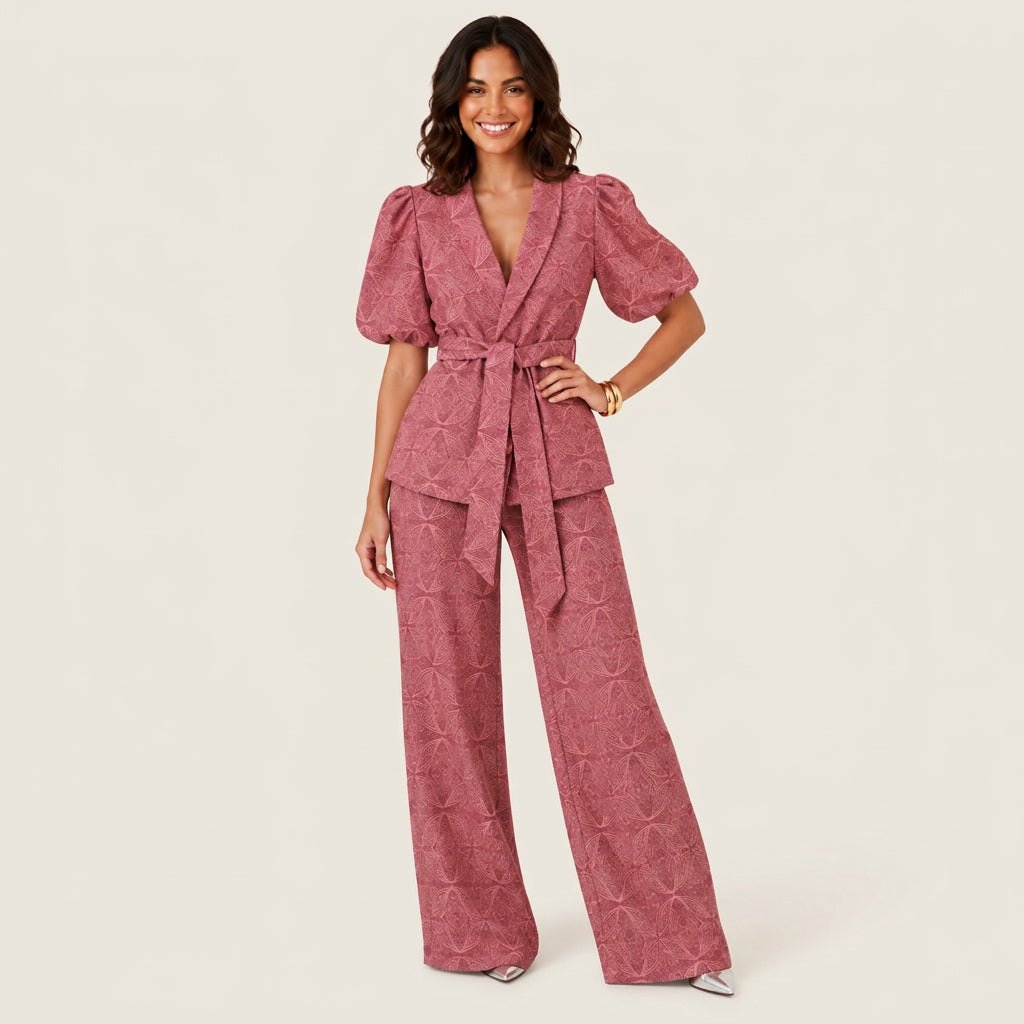 Ensemble Femme Veste Kimono et Pantalon Large Imprimé