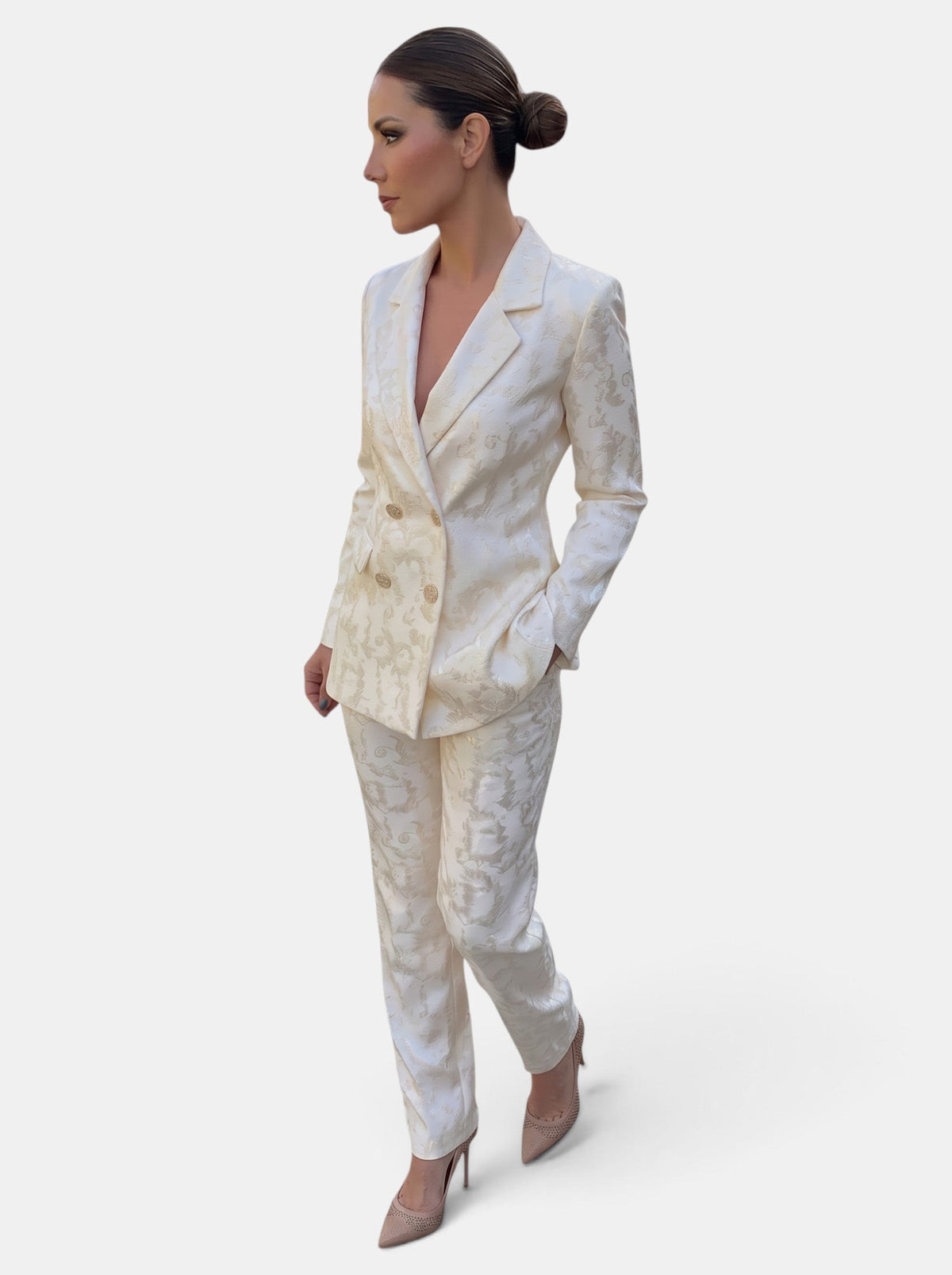 Tailleur Femme Blazer et Pantalon Wide Leg