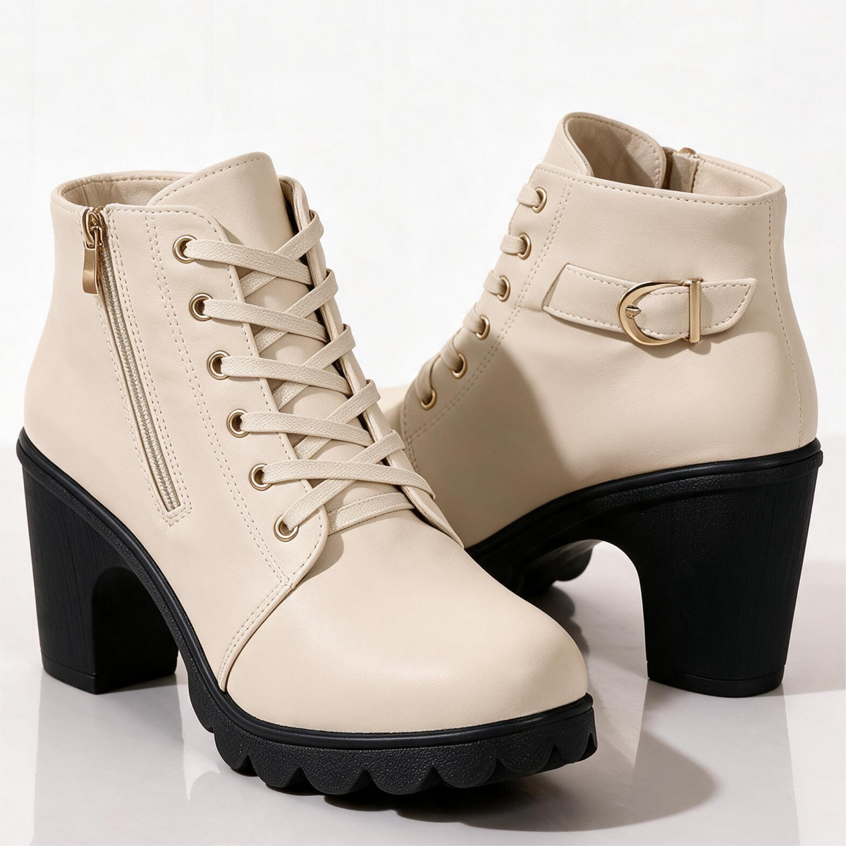 Bottines Femme à Talon Plateforme et Zip Latéral