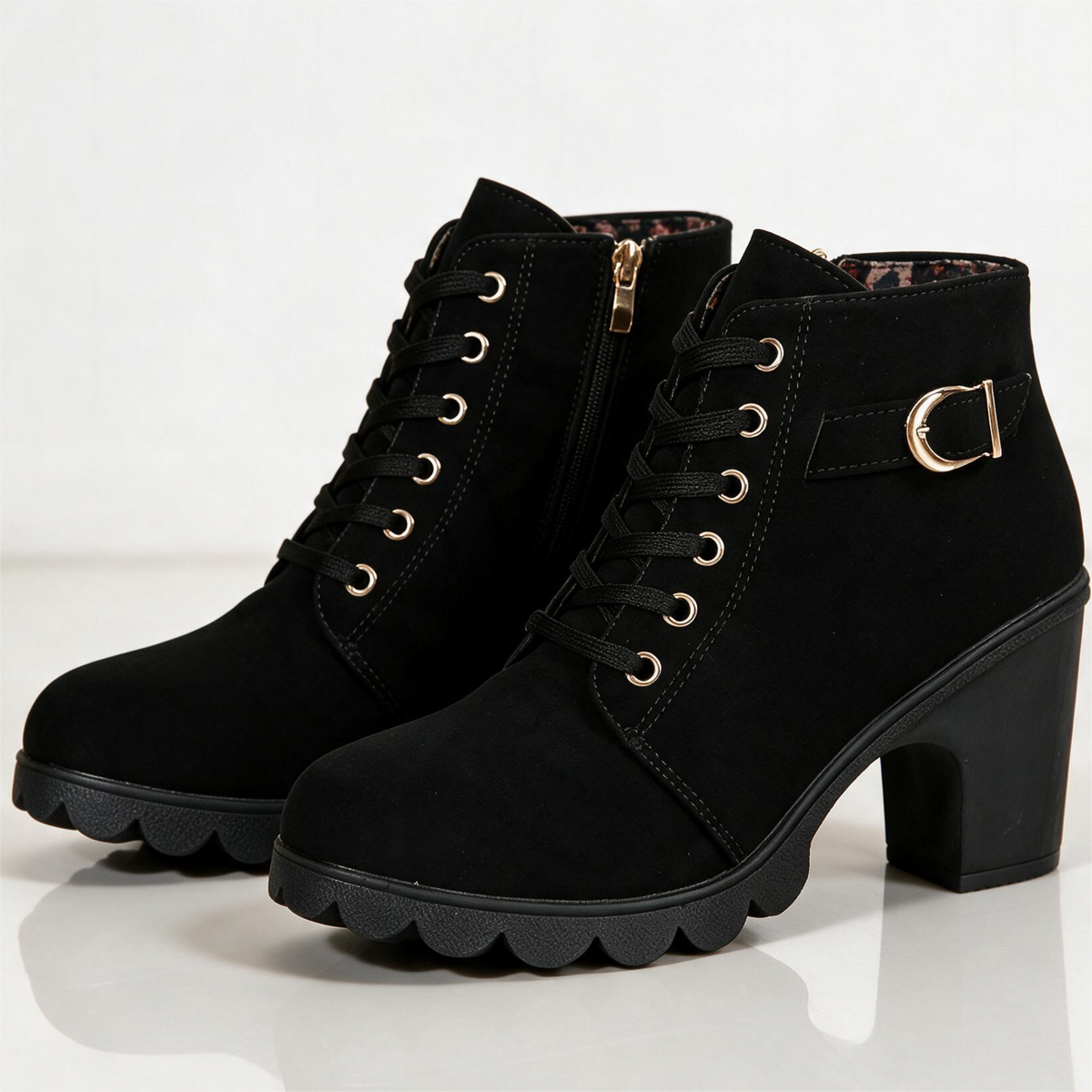 Bottines Femme à Talon Plateforme et Zip Latéral