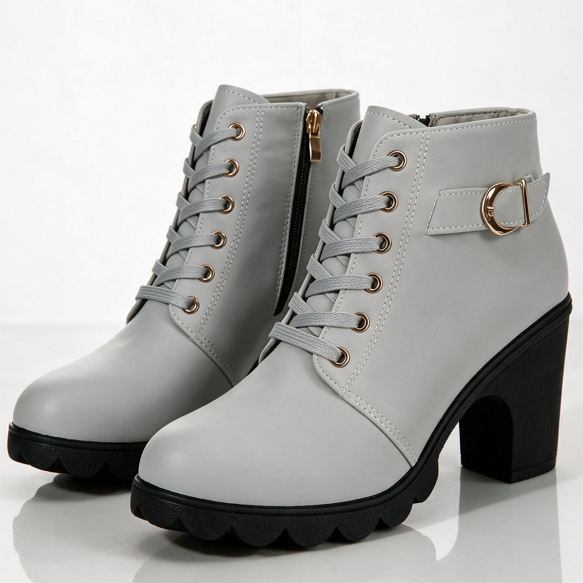 Bottines Femme à Talon Plateforme et Zip Latéral