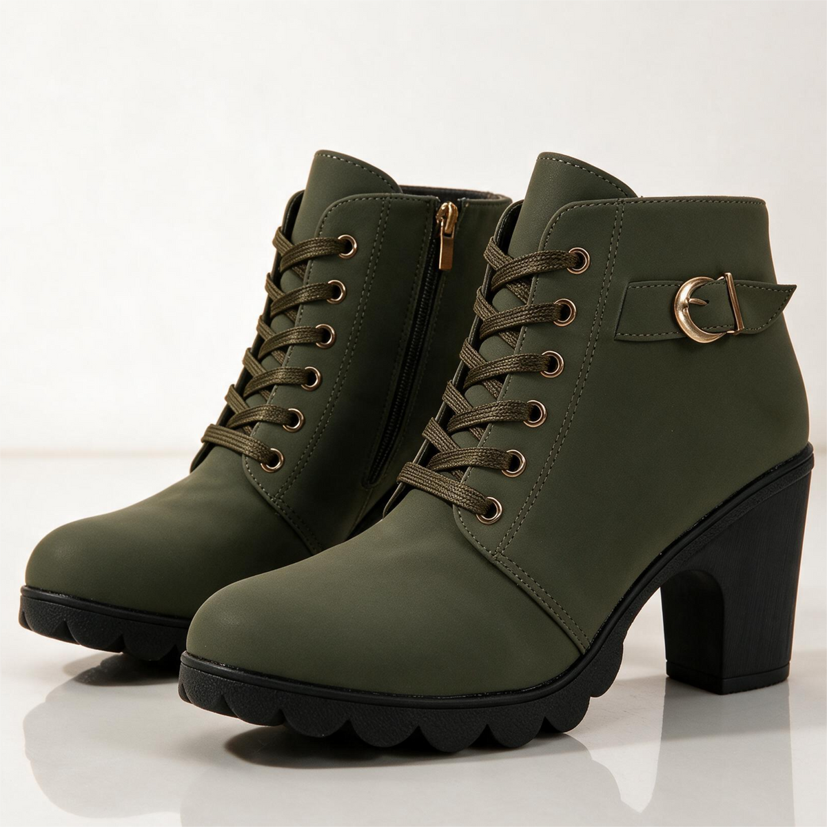 Bottines Femme à Talon Plateforme et Zip Latéral