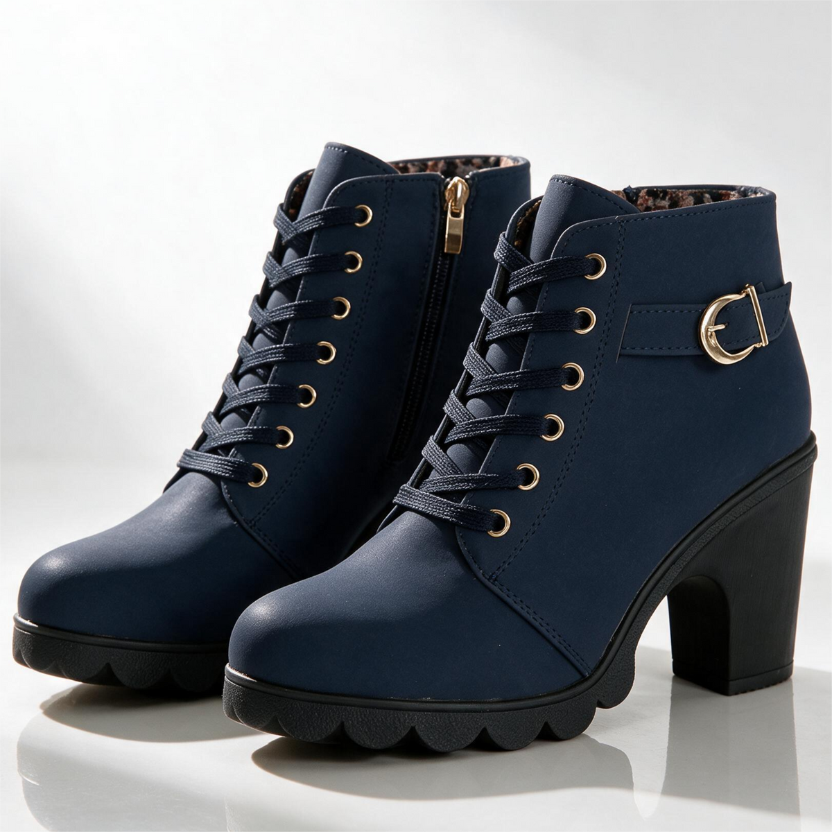 Bottines Femme à Talon Plateforme et Zip Latéral