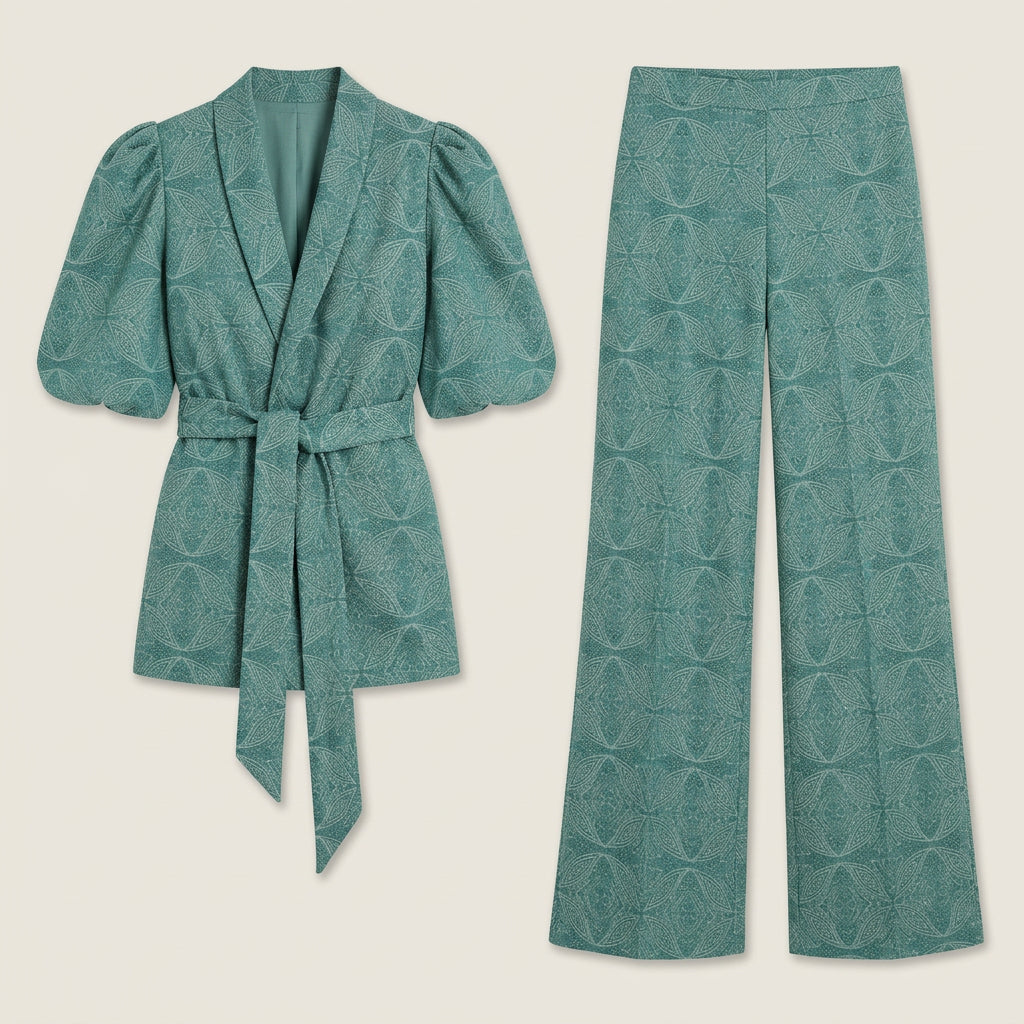 Ensemble Femme Veste Kimono et Pantalon Large Imprimé