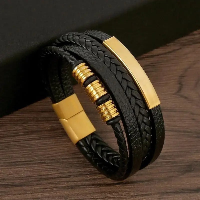 Bracelet Homme en Cuir Véritable – Design Uni Intemporel