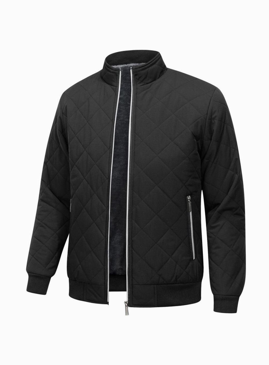 Blouson Bombardier Homme Matelassé, Doublure Polaire Zippée