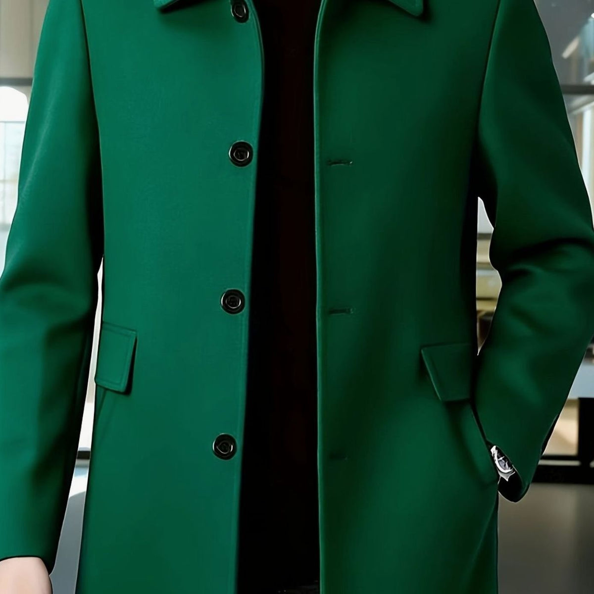 Manteau Homme en Laine Coupe Décontractée Col Classique