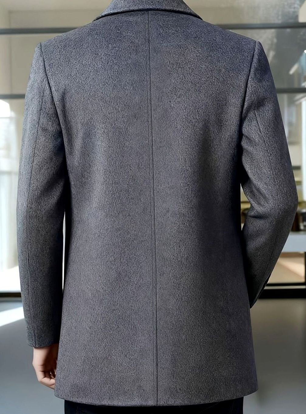 Manteau Homme en Laine Coupe Décontractée Col Classique