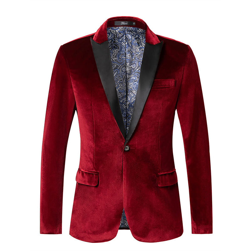 Veste de Smoking Homme en Velours, Col Châle Satiné, Fermeture 1 Bouton