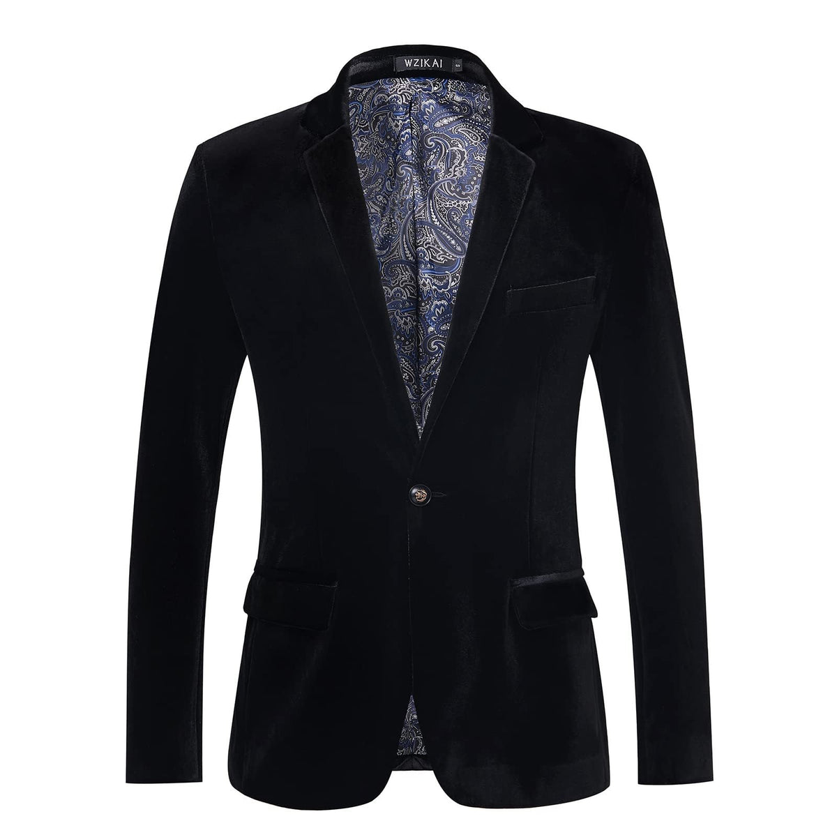 Veste de Smoking Homme en Velours, Col Châle Satiné, Fermeture 1 Bouton