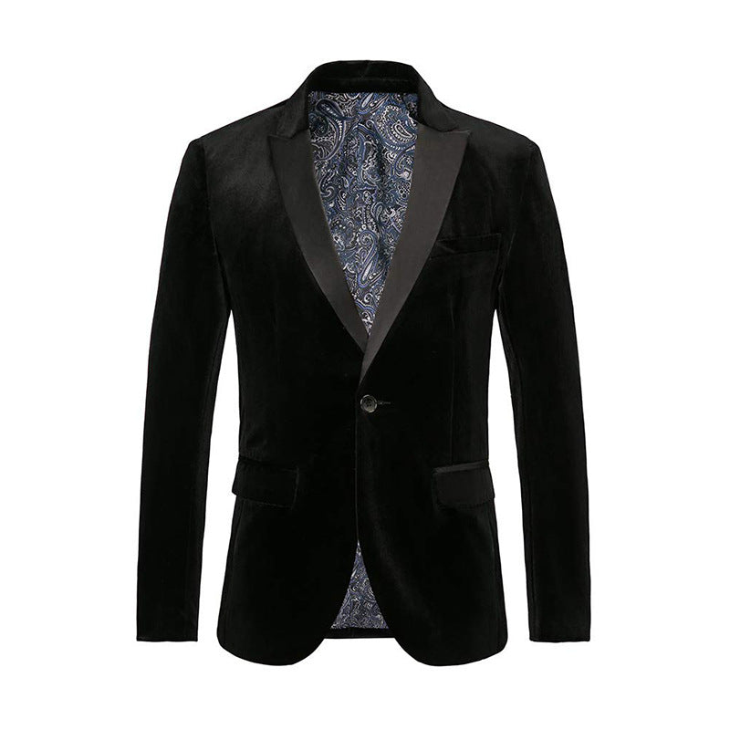 Veste de Smoking Homme en Velours, Col Châle Satiné, Fermeture 1 Bouton