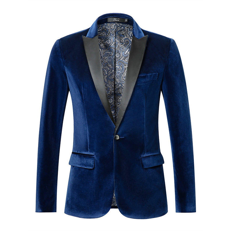Veste de Smoking Homme en Velours, Col Châle Satiné, Fermeture 1 Bouton