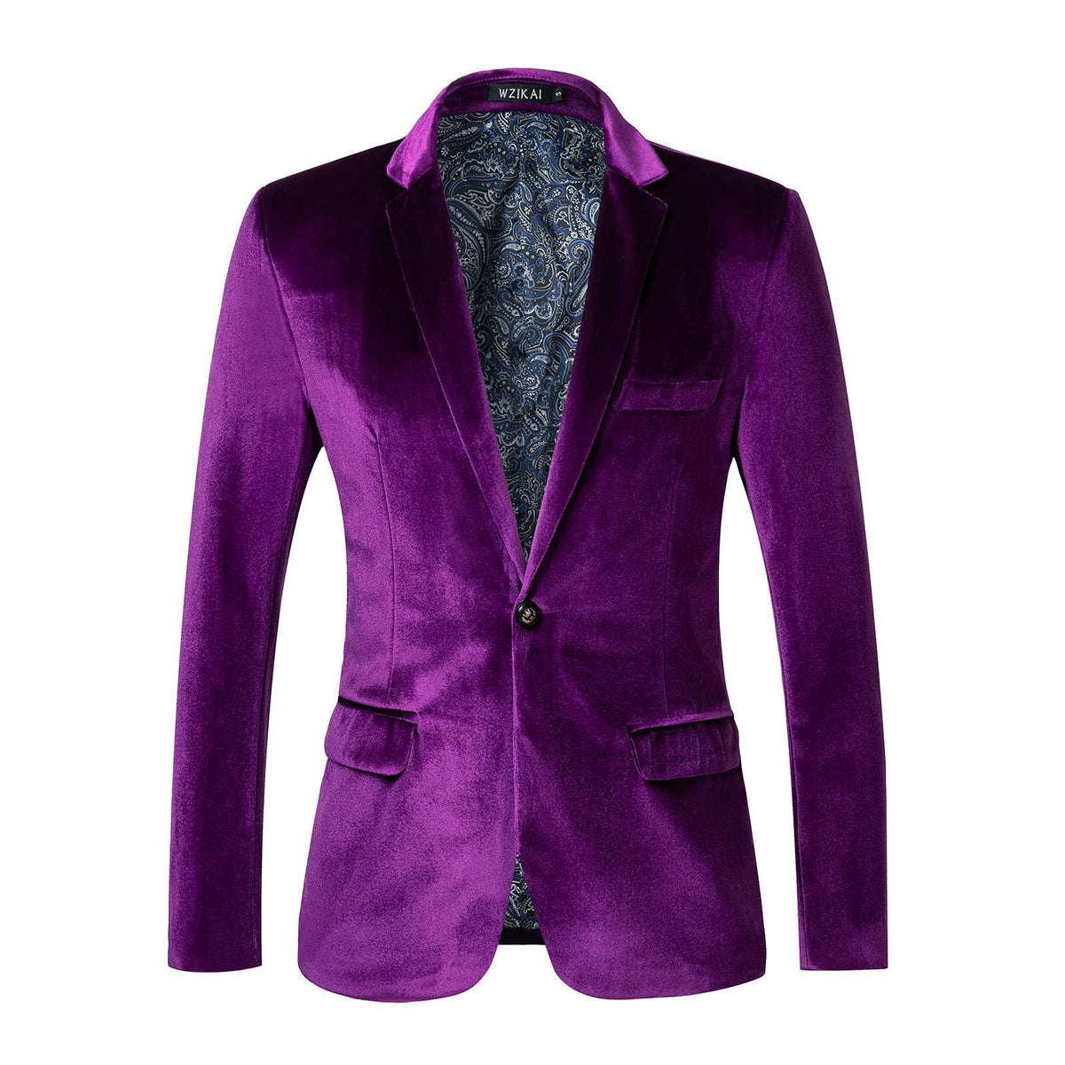 Veste de Smoking Homme en Velours, Col Châle Satiné, Fermeture 1 Bouton