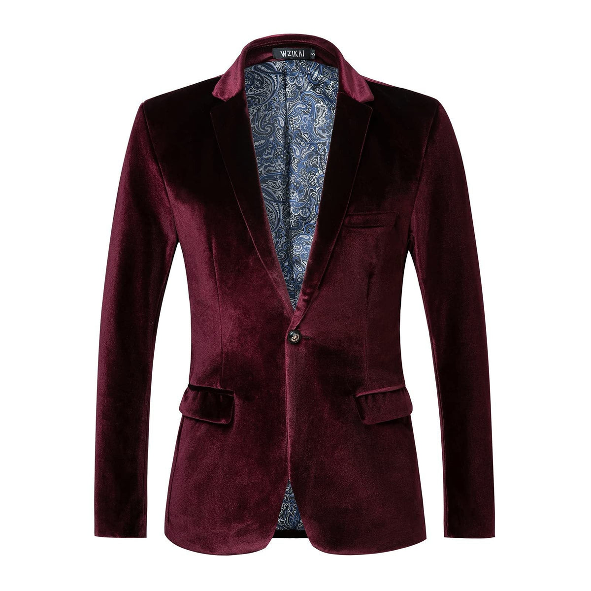 Veste de Smoking Homme en Velours, Col Châle Satiné, Fermeture 1 Bouton