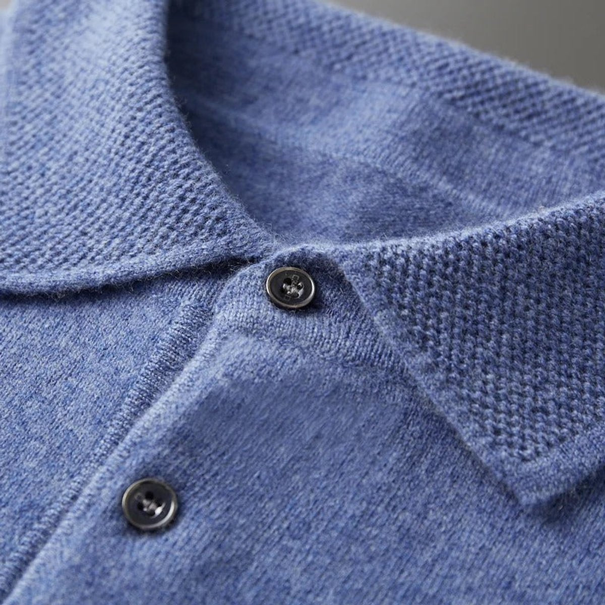 Pull Col Polo Homme en Cachemire, Fermeture Boutonnée et Manches Longues