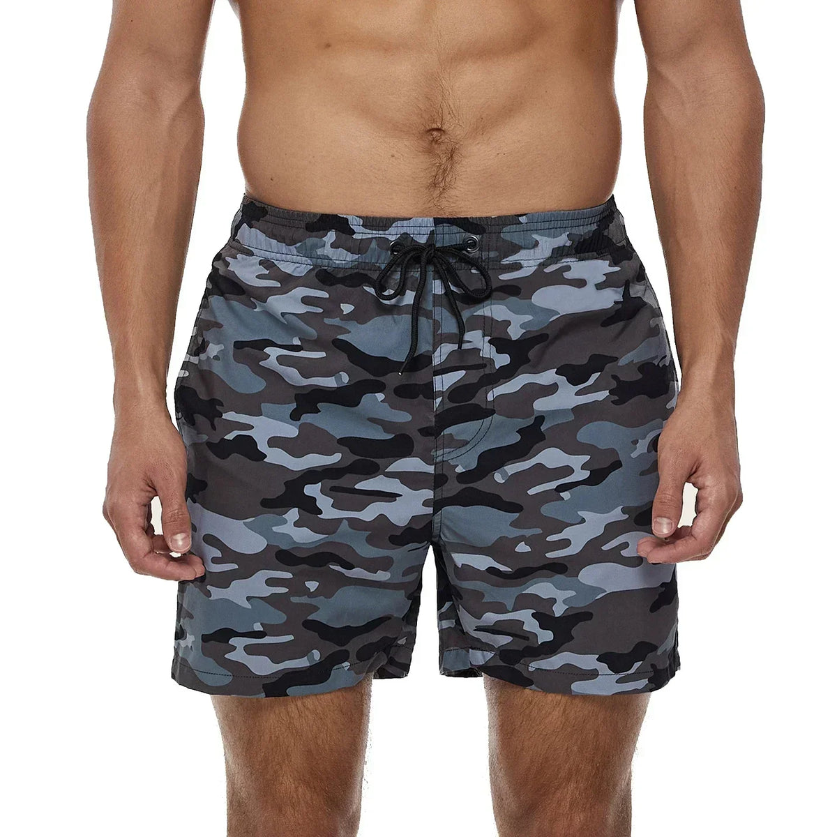 Short de Bain Homme Imprimé à Poches et Cordon de Serrage, Séchage Rapide