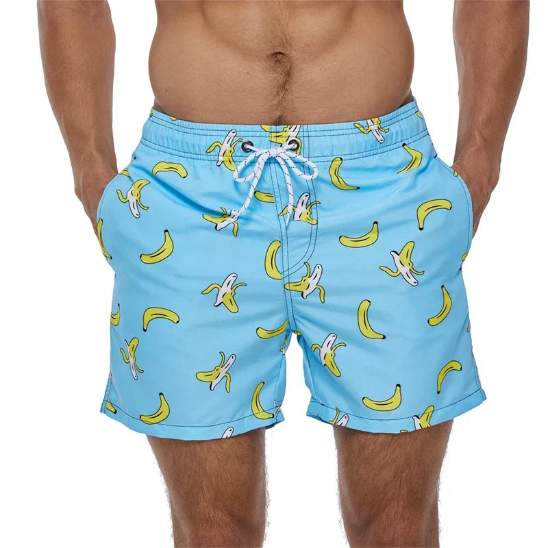 Short de Bain Homme Imprimé à Poches et Cordon de Serrage, Séchage Rapide
