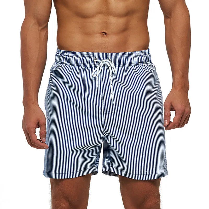 Short de Bain Homme Imprimé à Poches et Cordon de Serrage, Séchage Rapide