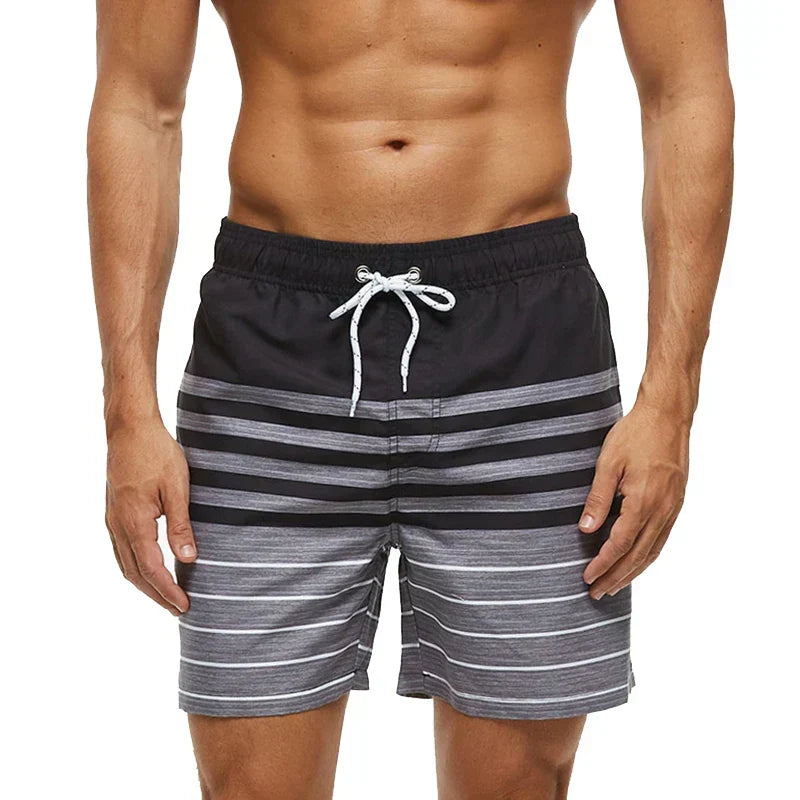 Short de Bain Homme Imprimé à Poches et Cordon de Serrage, Séchage Rapide