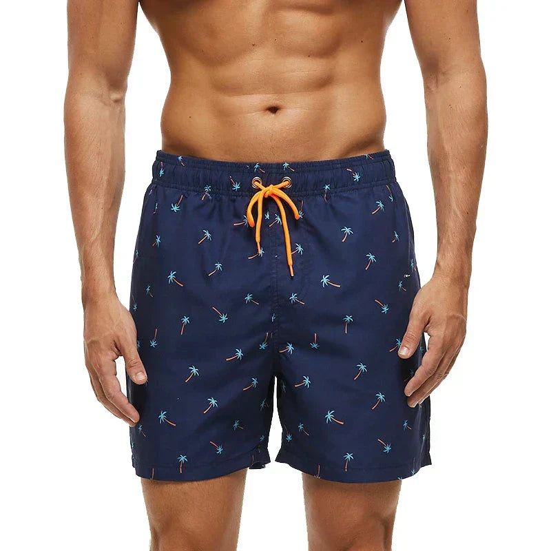 Short de Bain Homme Imprimé à Poches et Cordon de Serrage, Séchage Rapide