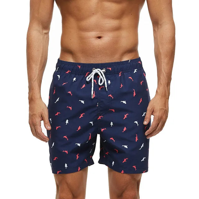 Short de Bain Homme Imprimé à Poches et Cordon de Serrage, Séchage Rapide