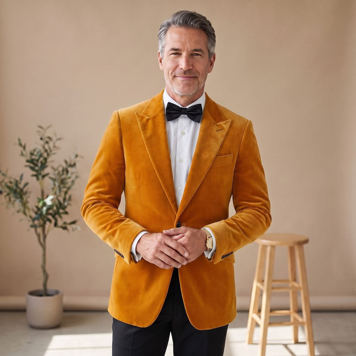 Men's Tailored-Fit Velvet Formal Blazer Jacket