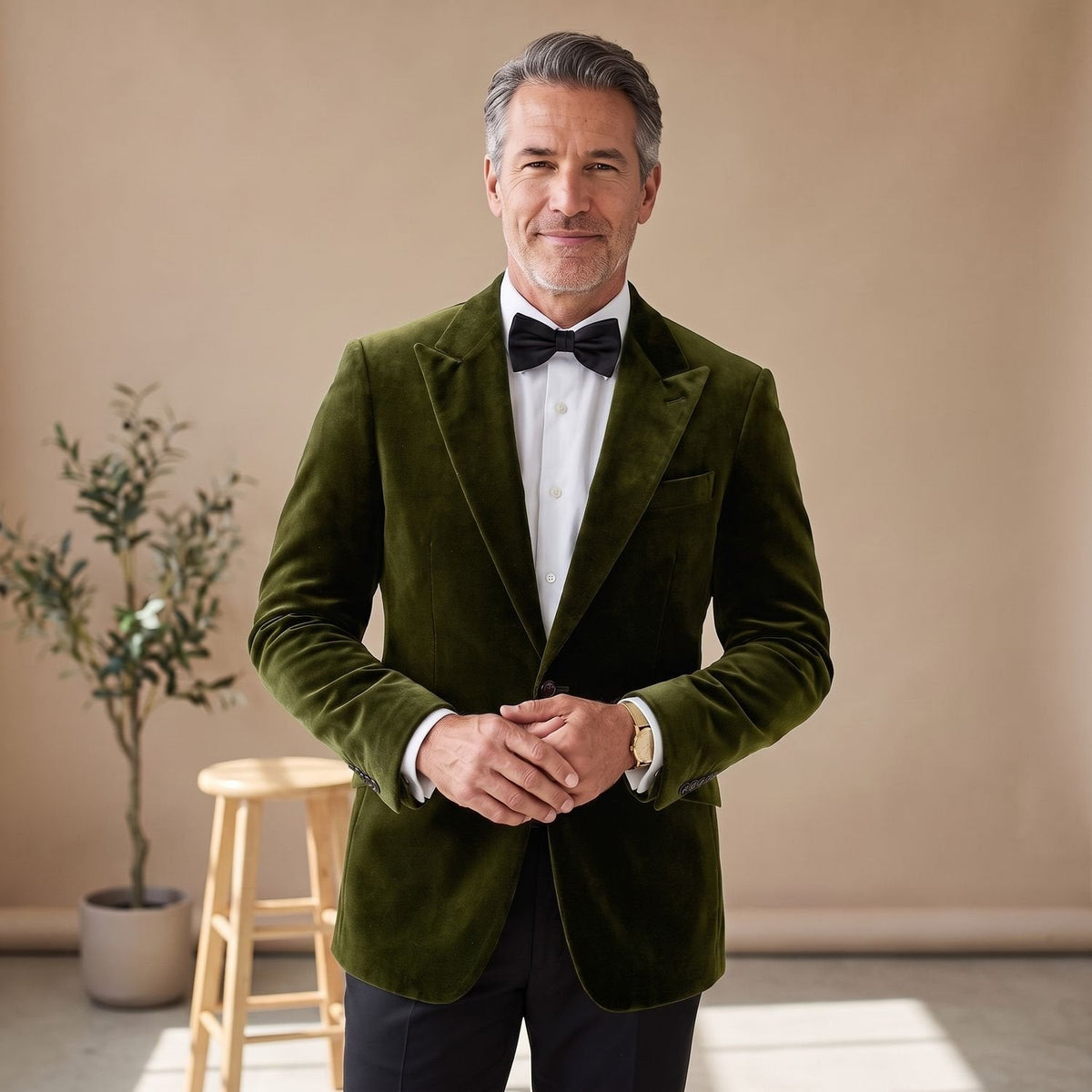 Men's Tailored-Fit Velvet Formal Blazer Jacket