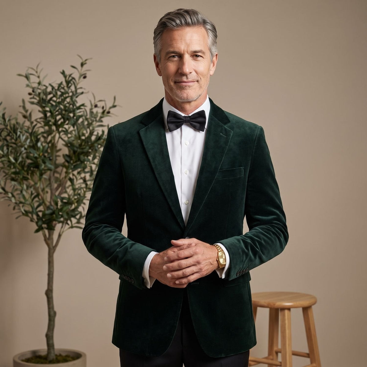 Men's Tailored-Fit Velvet Formal Blazer Jacket