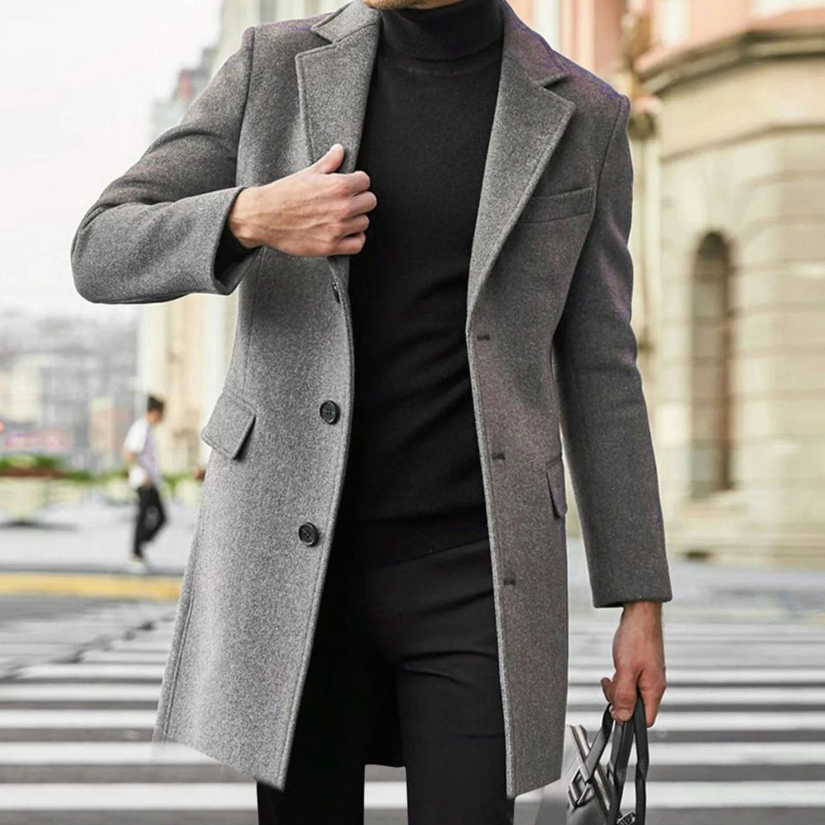 Manteau Long Homme Coupe Tailleur - Manteau d'Hiver Ajusté