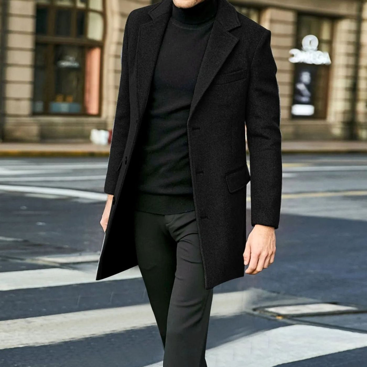 Manteau Long Homme Coupe Tailleur - Manteau d'Hiver Ajusté