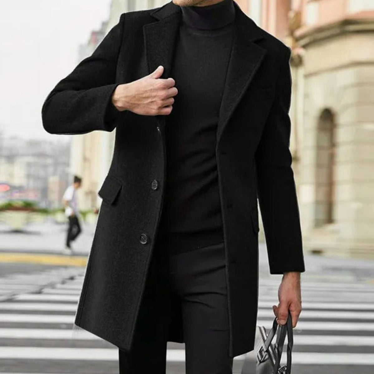Manteau Long Homme Coupe Tailleur - Manteau d'Hiver Ajusté