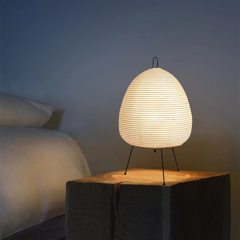 Lampe de Table en Papier de Riz Japonais – Éclairage LED Intégré