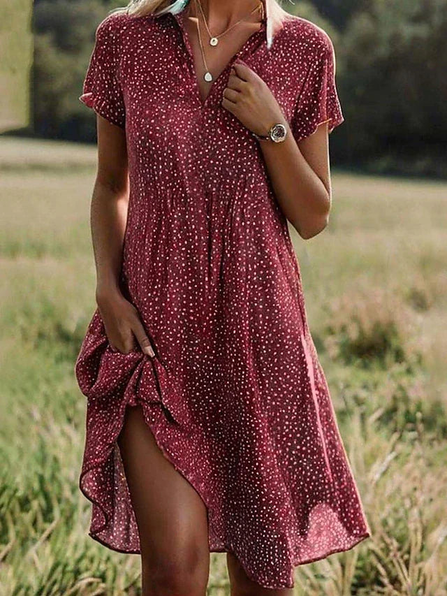 Robe Chemise Femme Manches Courtes Midi