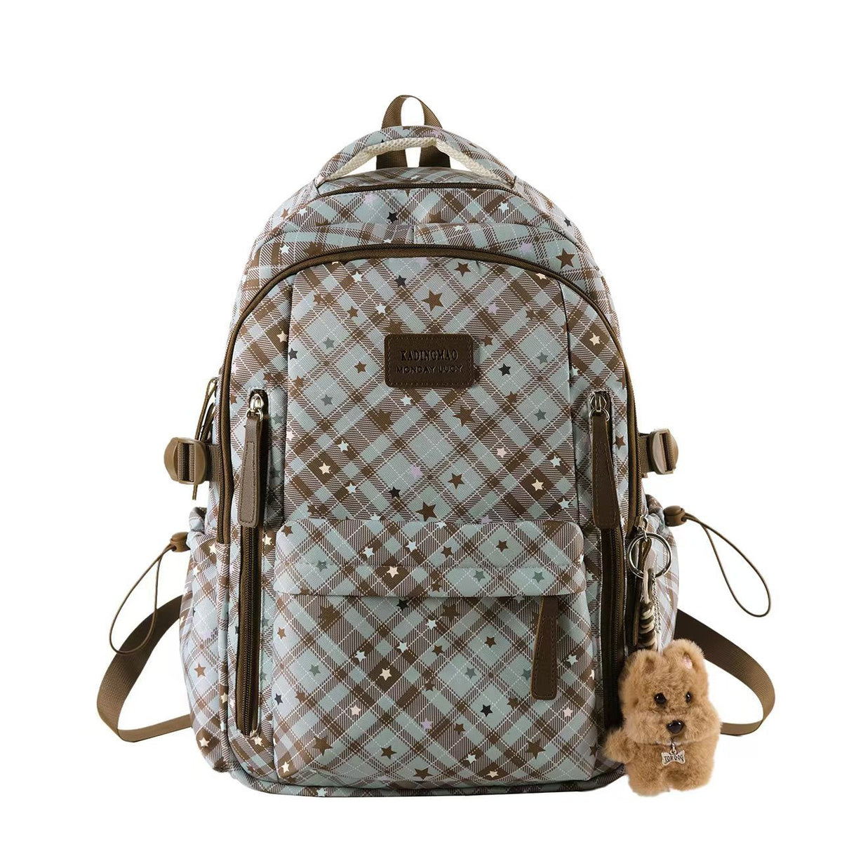 Sac à Dos Multi-Compartiments Motif Étoiles avec Porte-Clés Peluche