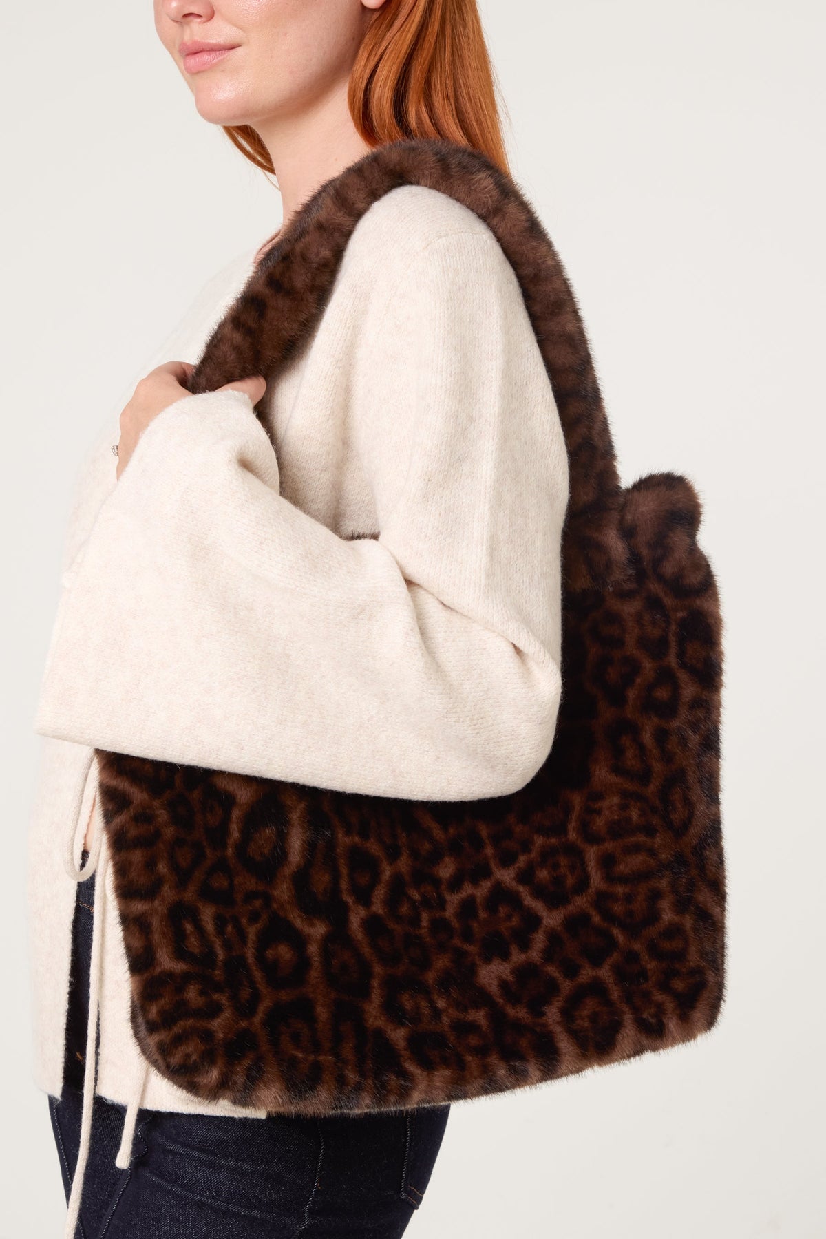 Sac Tote Léopard en Fausse Fourrure Douce