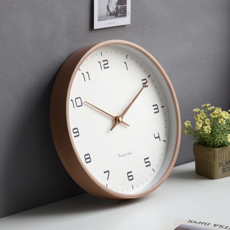 Reloj de pared de madera – Madera natural, diseño escandinavo para el salón o el dormitorio