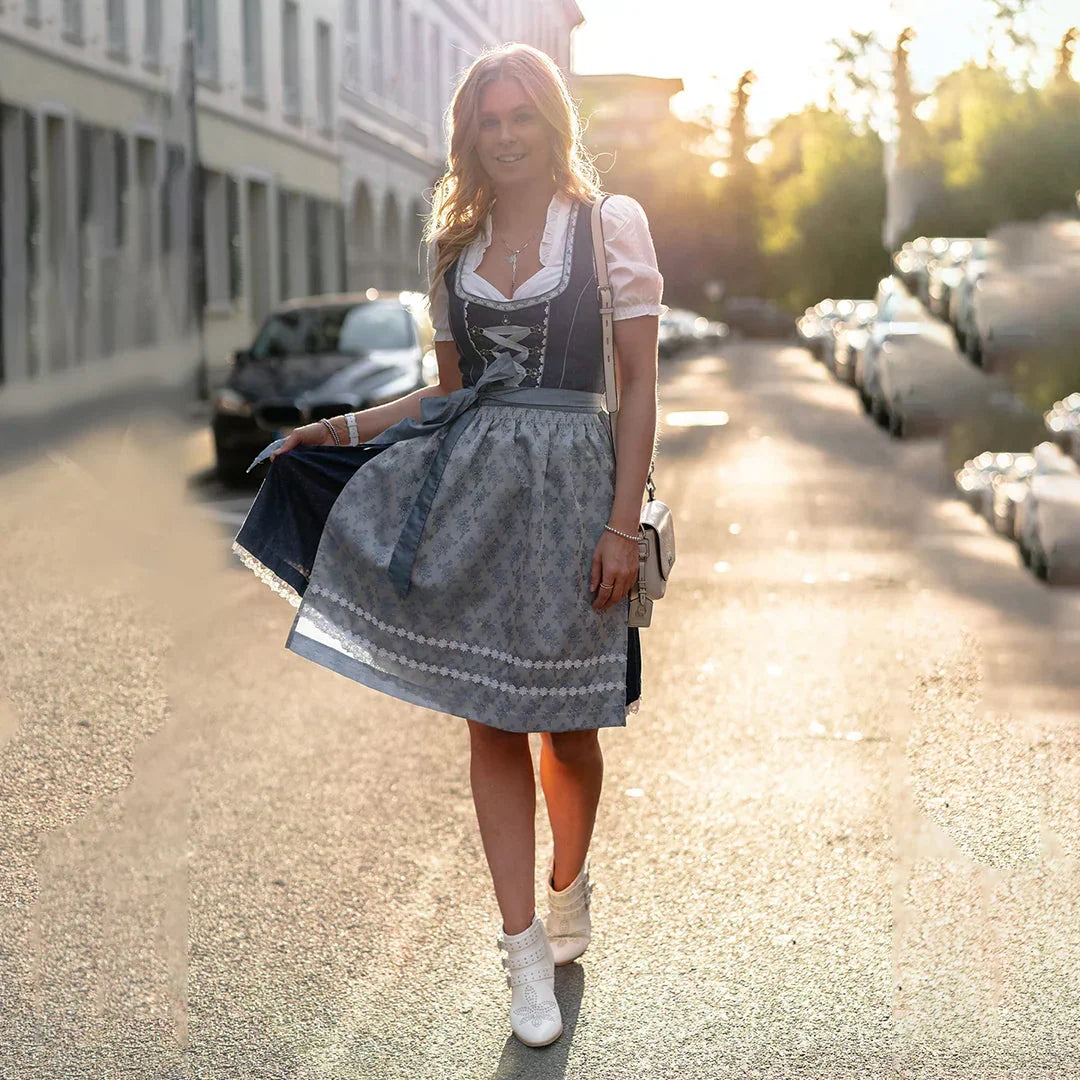 Robe Traditionnelle Oktoberfest Femme avec Tablier et Blouse