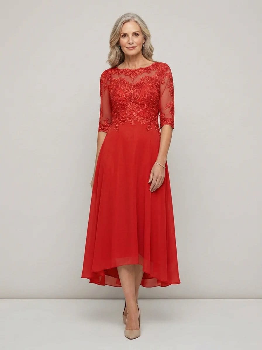 Elodie Mother of the Bride Wedding Guest Midi Dress with Sleeves_5