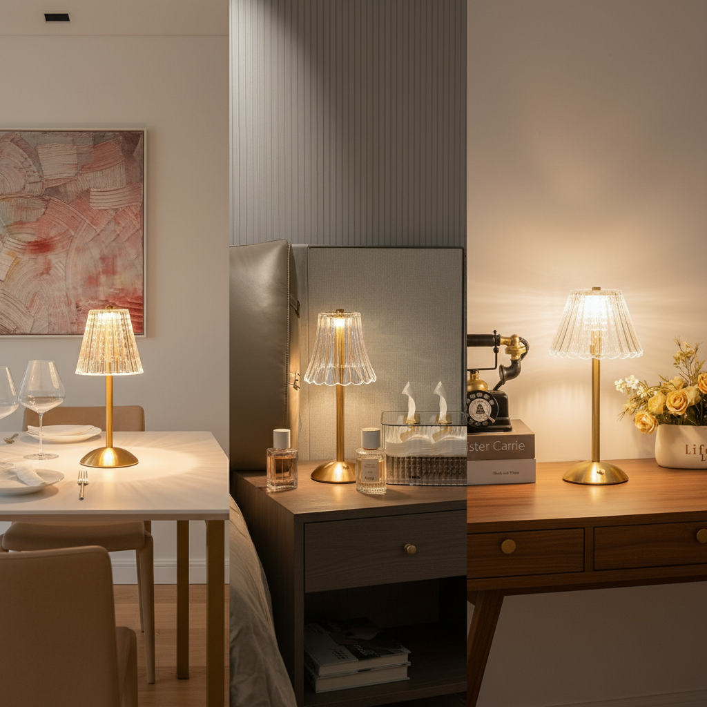 Lampe de table sans fil – Design vintage avec LED rechargeable et commande tactile pour salon ou chambre