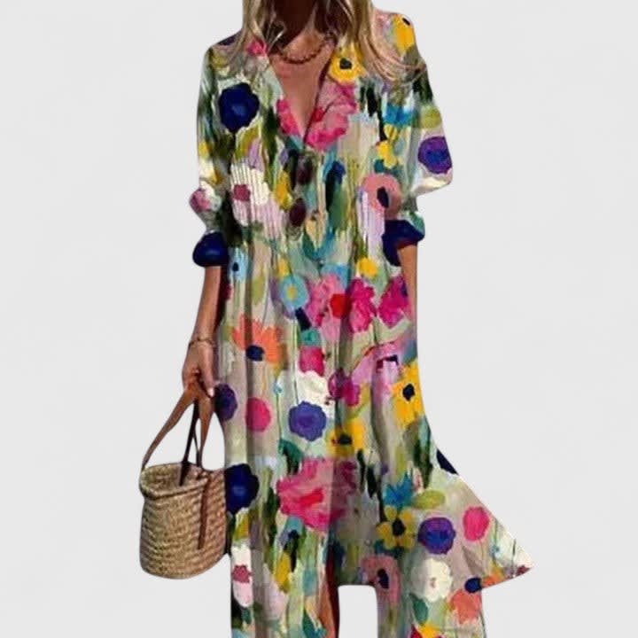 Juliana Boho Print Maxi Shirt Dress_3