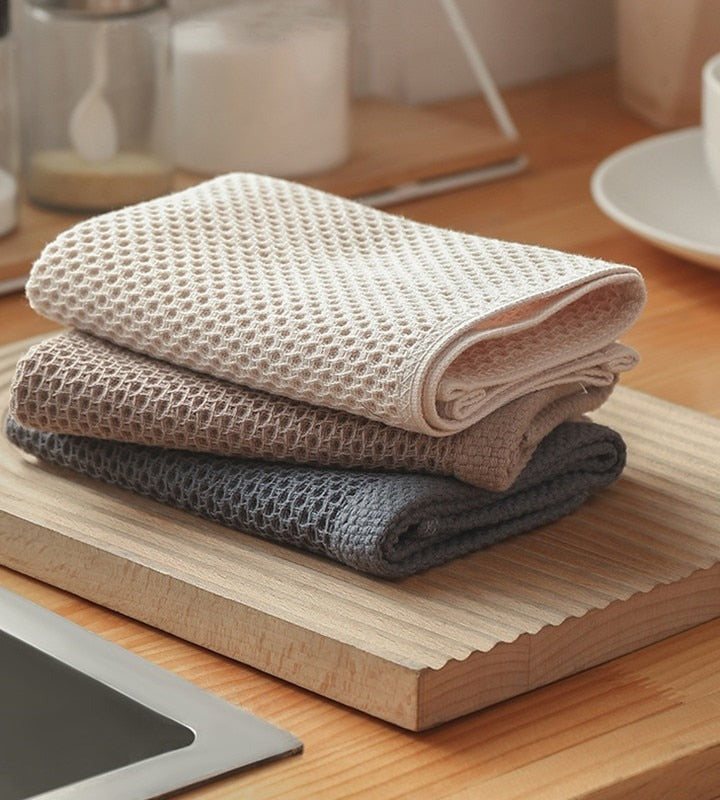 Lot de 6 Serviettes en Coton Nid d'Abeille - Cuisine et Salle de Bain