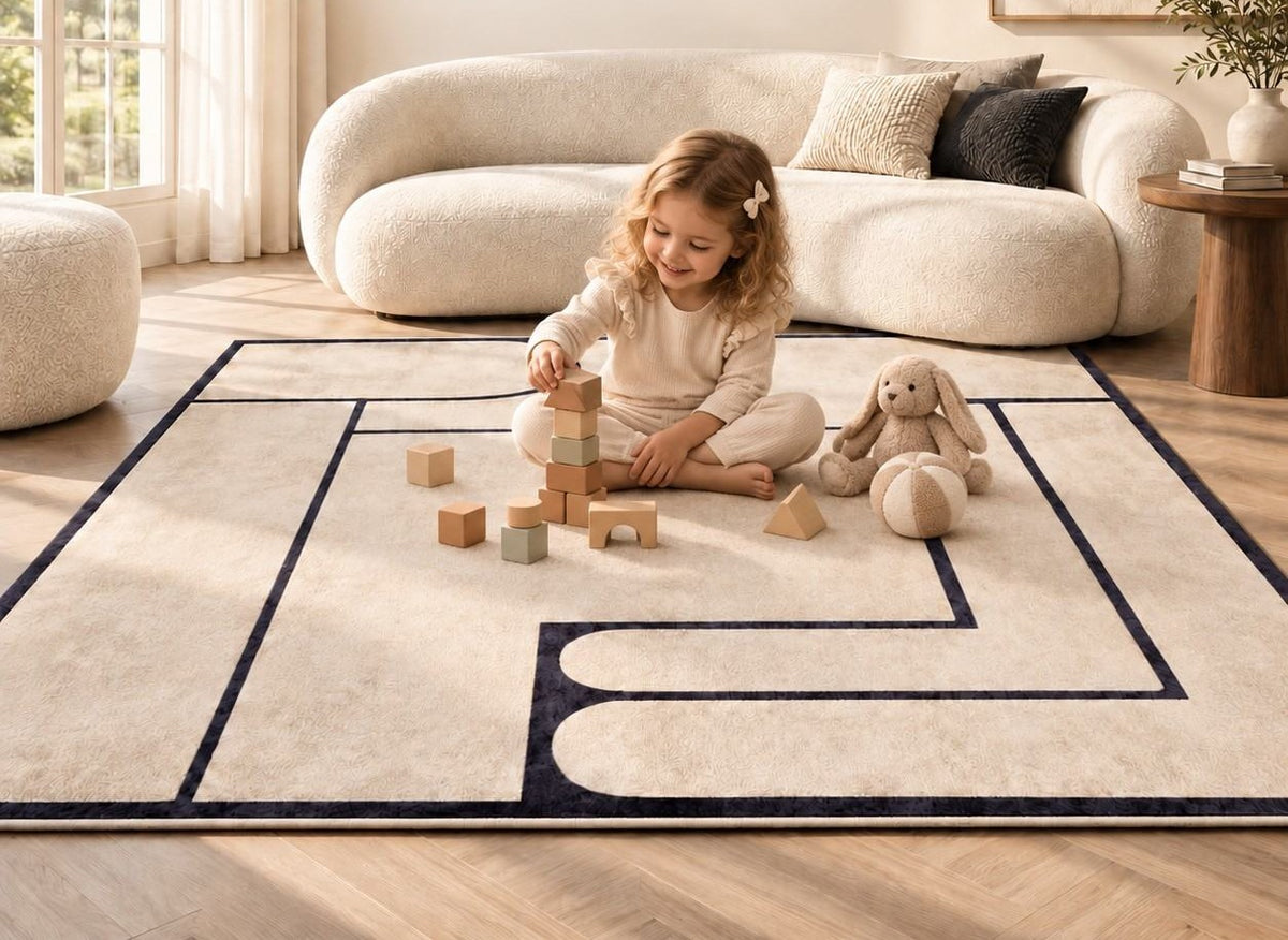 Tapis de Salon Motif Géométrique Moderne