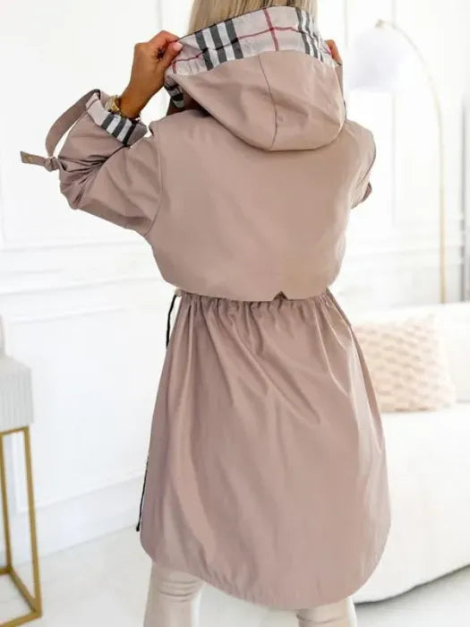 Manteau Femme Zippé Imperméable et Coupe-Vent à Capuche