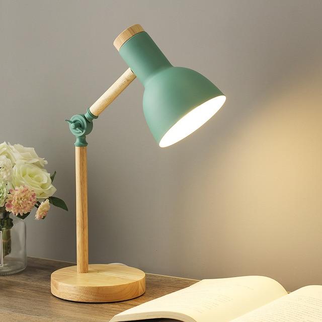 Lampe de Bureau en Bois Style Scandinave, Réglable en Hauteur