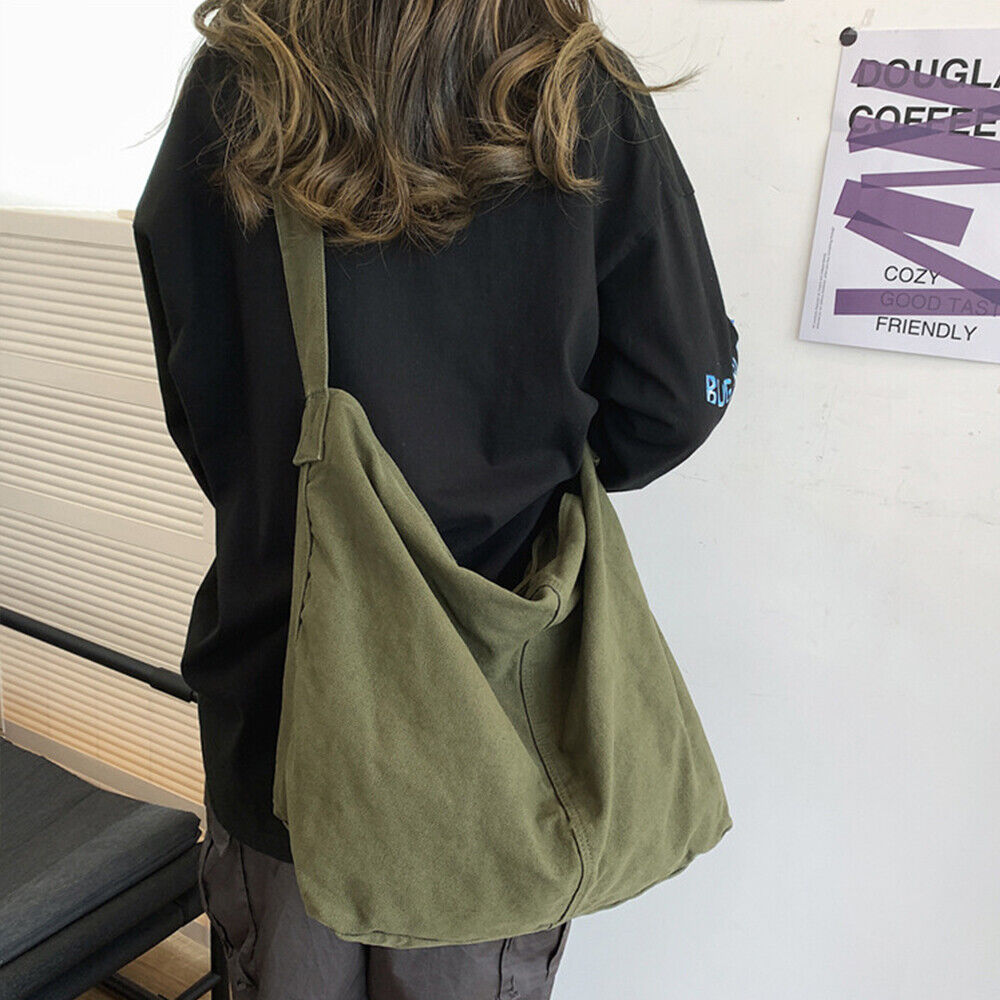 Sac Besace Femme en Toile Oversize, Grand Fourre-Tout Décontracté