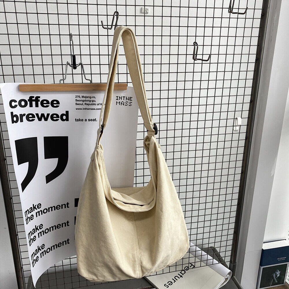Sac Besace Femme en Toile Oversize, Grand Fourre-Tout Décontracté
